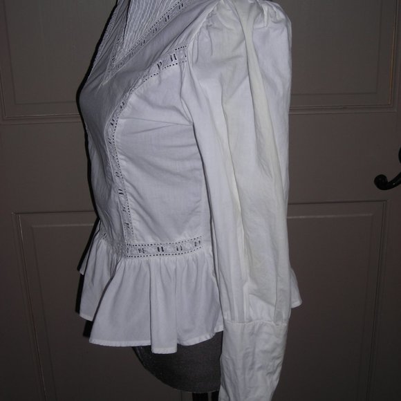 Star Of India white vintage victorian blouse sz M - Picture 3 of 5